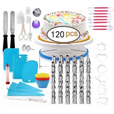 China 2019 Hot Selling Sustainable Baking Tools Cake Decorating Kit Set With Cake Turntable Decorating Supplies for sale