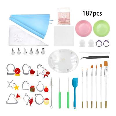 China Stocked 187 Pcs Christmas Cookie Decorating Tools Decorating Consumables Batch Cookie Cutter Set for sale