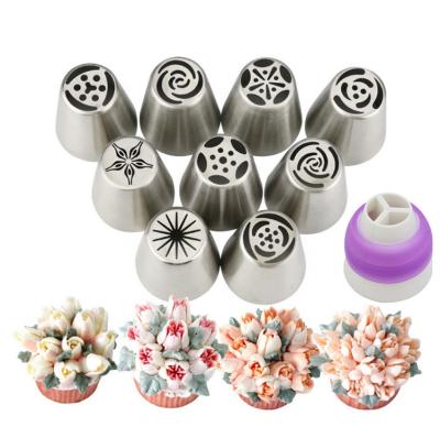 China Hot Sale 10 Pcs Disposable Russian Nozzles Nozzles Set Cake Decorating Tip Set for sale