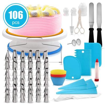 China 2020 106 Pcs High Quality Disposable Cake Turntable Set Cake Stand Turntable Cake Decorating Tool Set for sale