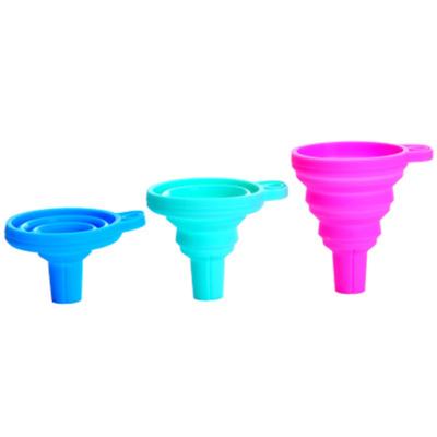 China Sustainable Telescopic Household Oil Color Candy Folding Funnel Kitchen Package Compartment Liquid High Temperature Leak Resistant for sale