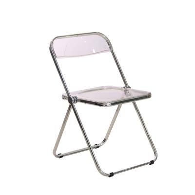 China Wholesale Modern Ghost Acrylic Outdoor Garden Armless Seat Chrome Metal Leg Pet Plastic Folding Chairs For Events Party Wedding for sale