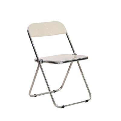 China Wholesale Modern Ghost Acrylic Outdoor Garden Armless Seat Chrome Metal Leg Pet Plastic Folding Chairs For Events Party Wedding for sale