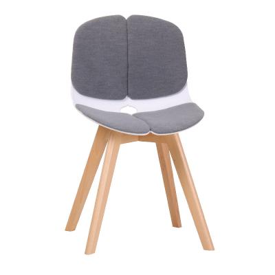 China Modern Popular Designed PP Plastic Chair With Cushion Chair Wood Frame / Solid Wood Dining Chair for sale