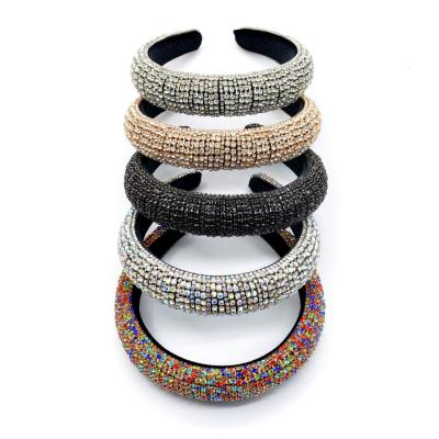 China Girls Hair Decoration Girls Hair Decoration Bling Bling Colorful Rhinestone Headbands For Women's Luxury Shiny Padded Diamond Crystal Hair Bands Party Hair Accessory for sale