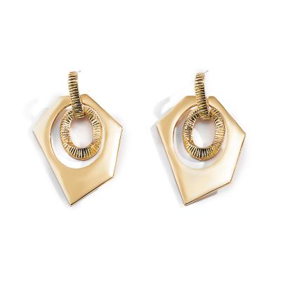 China Simple Exaggerated Geometric Shaped Gold Hollow Personalized Women 2021 Fashion Fashion Stud Earrings Jewelry for sale