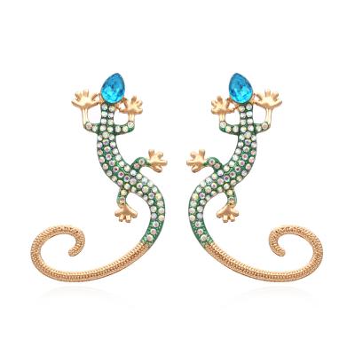 China Fashion punk style animal shape female ear hooks party ear accessories gecko shaped hanging earrings for sale