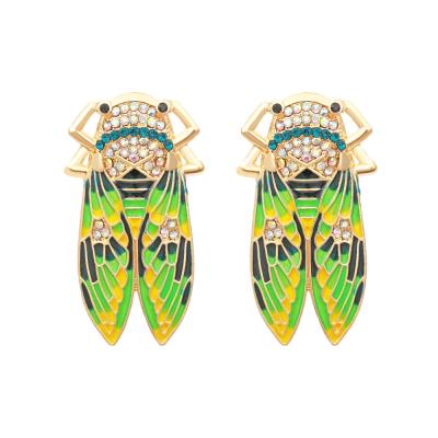 China New Fashion Fashion Handmade Jewelry 925 Sterling Silver Enamel Cicada Earrings For Woman 2021 for sale