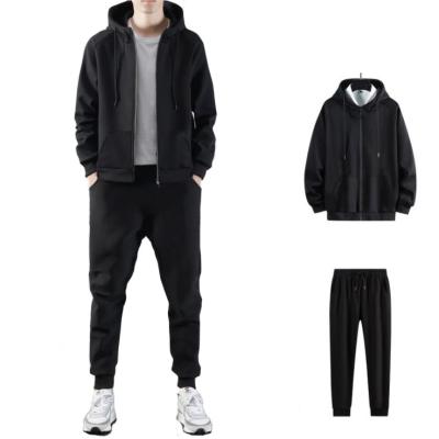 China QUICK DRY Men's Autumn Sports Suit Hoodie Full Zipper Jacket and Pants Men's Back Casual Two Piece Sets for sale