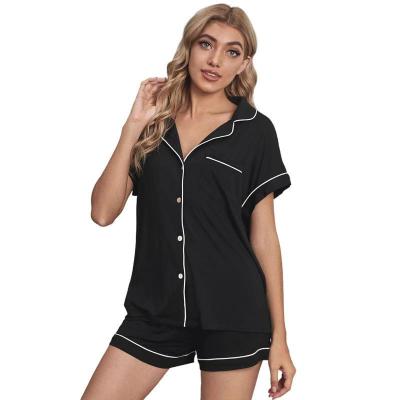 China European and American border home service short-sleeved QUICK DRY shorts button home service suit Amazon pajamas female 2021 modal for sale