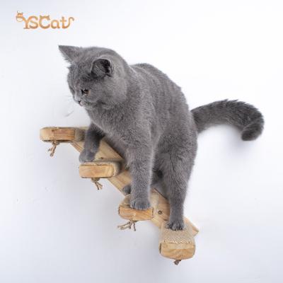 China Cat Climbing Steps Wall Mounted Viable Cat Wall Furniture in Wood with Jute Striping for Most Kitten, Medium and Large Cats for sale