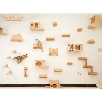 China Custom Engineered Wood Viable Cat Wall Shelves Wall Mounted for sale