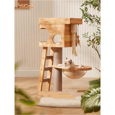 China Latest Design Sustainable Cat Tree Condo Furniture Multilevel With Liner Climbing Board Cat Tree for sale