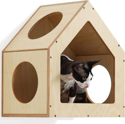 China OEM Viable High Quality Logo Wooden Cat Wall House for sale