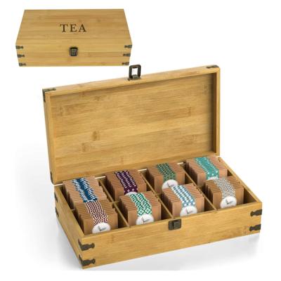 China 2020 Europe Hot Selling Handmade Natural Bamboo Tea Bag Box Solid Wood Organizer for sale