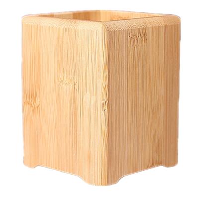 China Clock OEM Customized Full Square Bamboo Wooden Pen Holder Bamboo Box for sale