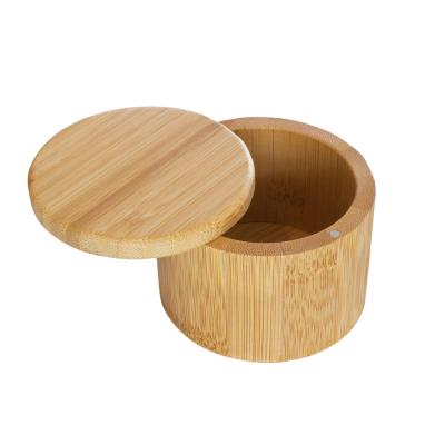 중국 Sustainable Custom Bamboo Salt Cellar Bamboo Storage Box With Magnetic Swivel Lid 판매용