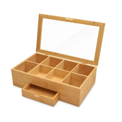 Китай Handmade high quality multifunctional with window and drawer 8 compartments transparent tea bag boxes продается