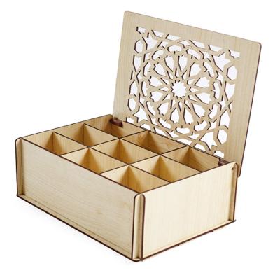 China Europe Wooden Crafts Handmade Products MDF White Wooden Tea Caddy Storage Organizer for sale