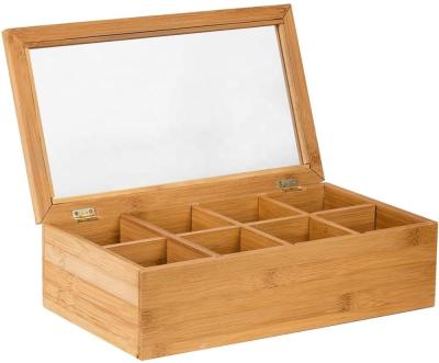 China Nice Customized Hot Selling Natural Bamboo Recyclable Tea Chest Packaging Good For Tea Bag Holder Gift Box Wood Tea Canisters for sale