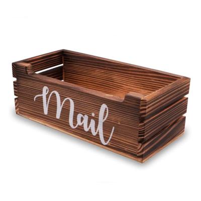 China Workable Rustic Wooden Tabletop Rack Mail Sorter Letter Display Organizer Mail Rack Desktop Storage Box for sale