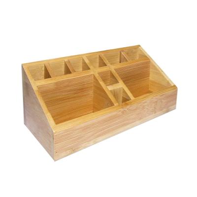 China China Bathroom Storage Organizer Bamboo Design Office Storage Box with 10 Compartments for sale