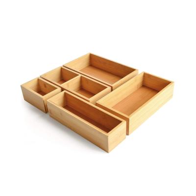 China Handmade Customized Multi Purpose 5 Piece Bamboo Storage Box Set Wooden Drawer Storage Box for sale