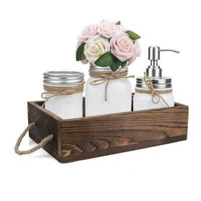 China Sustainable Wooden Trash Bin Tray Bathroom Decor Box Table Counter Farmhouse Decor Toilet Paper Holder Storage Bin for sale