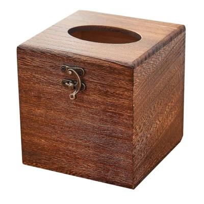 China Decorative Square Towel Dispenser Holder Europe Facial Tissue Wood Tissue Box Cover for sale