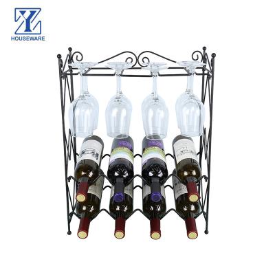 China Amazon Sustainable Hot Selling 2 Tier Removable Black Bronze Wine Bottles Standing Wine Glass Rack Countertop Cabinet Wine Racks for sale