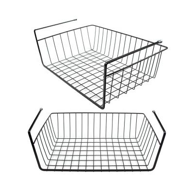 China Home Sustainable Kitchen Utensils Kitchen Drawer Basket Metal Wire Under Cabinet Basket Shelf Kitchen Organizer for sale