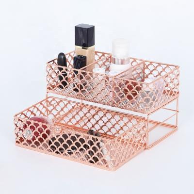 China Wholesale Metal Cosmetic Brush Sustainable Luxury Cosmetic Storage Box Organizer Cosmetic Make Up Organizer Box for sale