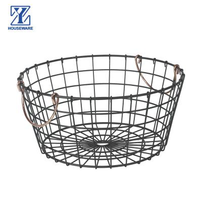 China Factory Supply Sustainable Metal Wire Vegetable Storage Basket Kitchen Fruit Basket Modern Black Wire Basket With Handle for sale