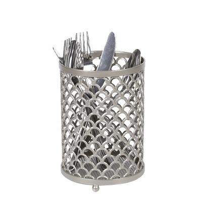 China Sustainable High Quality Kitchen Accessories Cookware Sets Restaurant Silver Mesh Wire 3 Pcs Cutlery Rack for sale