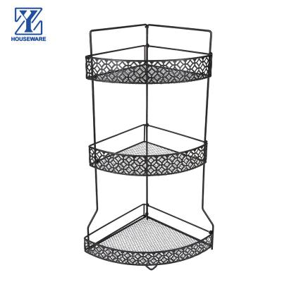 China Black Coating Organizer Rack Spice Rack 2tier 3tier Metal Countertop Stand Kitchen Bottle Jars Viable for sale