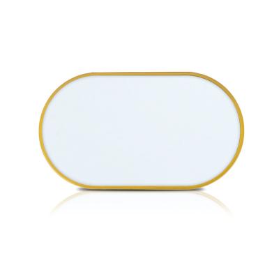 China Wall Mounted Pattern Style Bathroom Wall Mounted Picture Frame Decorative Oval Mirror Aluminum Design Sight Mirror for sale