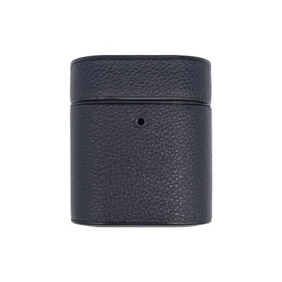 China For Airpods 1 Luxury Shockproof Hard Square Pebble PU Leather Case Cover PC For Airpods Case Leather Protector for sale