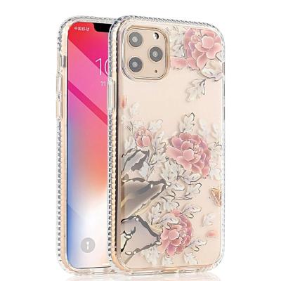 China floral electroplate imd printing marble and flower slim fitting cell phone cases in stock with transparent edge for iphone models many models available for sale