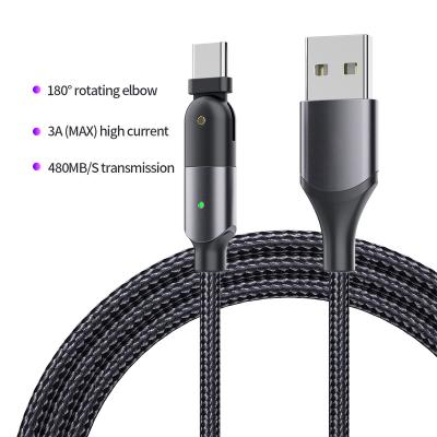 China Mobile Phone Premium 1.2m USB TYPE TO C 180 Degree Rotating Cable Wire USB-C Charging Data Cables for sale