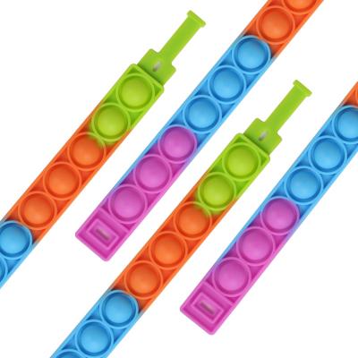 China Customized Fingertip Eco-friendly Toy Children Gift Decompression Push Bubble Silicone Wristband Pressure Release Squeeze for sale