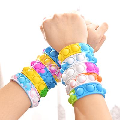 China Doll push pop bubble toy eco-friendly material silicone wiggle to anti stress bracelet tik tok relax bracelet push bubble sensory toys for sale