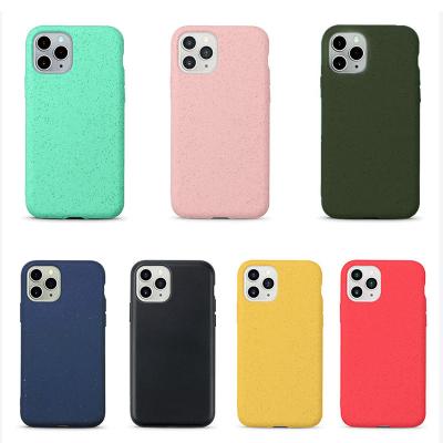 China Custom Yellow Eco Friendly 100% Biodegradable Composite Anti-fall Wheat Straw Phone Case For iphone 12 pro 13 max for sale