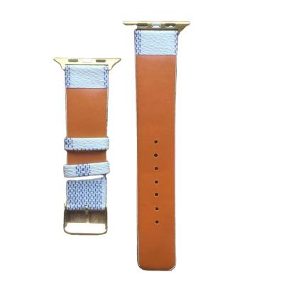 China Designer Leather Adjustable Apple Watch Band 38mm 40mm 42mm 44mm, luxury leather repurposed band for iwatch all series for sale