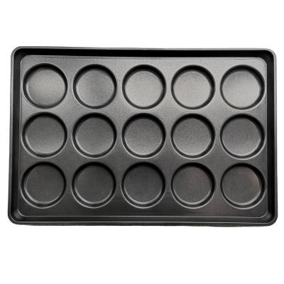 China Sustainable 15 Cavities BakingToast Bread  Pan 4 Inch Hamburger Pan For Baking Burger Tray for sale