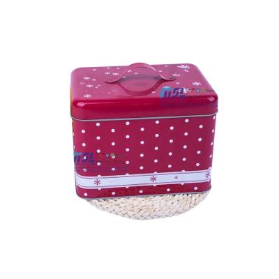 China 100% Recyclable High Quality Snowflakes Pattern Cookies Tin Box For Christmas Gift for sale