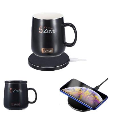 China Factory Price Gifts Individual Coffee Mug Temperature Control Cup Stored Heating Wireless Charger For Smartphones Coffee Warmer Charger for sale