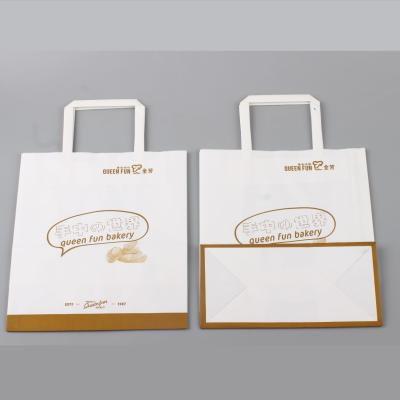 China Recyclable Eco Friendly Restaurant Catering Stock Lunch To Go Takeaway Food Brown Kraft Paper Takeout Bag For Food Packaging for sale