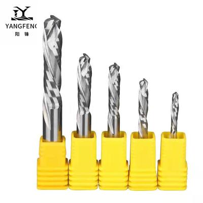 China UP &Down CNC Process 6X22mm Cut Two Flutes Spiral Carbide Tool Cutters For Wood CNC Router Bit Compression End Mill for sale