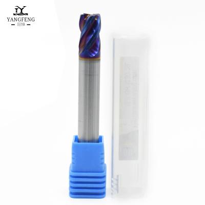 China CNC Process D12mm D16mm D20mm HRC 65 Aluminum Carbide Dedicated Square Flat End Mills With Multicolor Coating for sale