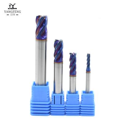 China CNC Tungsten Hardness Stainless Steel Milling Cutters High Process Nano Coating Carbide End Mills HRC 65 For Metal Cutting And Engraving for sale